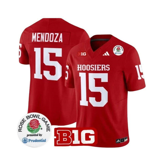 Men's Indiana Hoosiers #15 Fernando Mendoza Red 2025 F.U.S.E. Rose Bowl Stitched Football Jersey